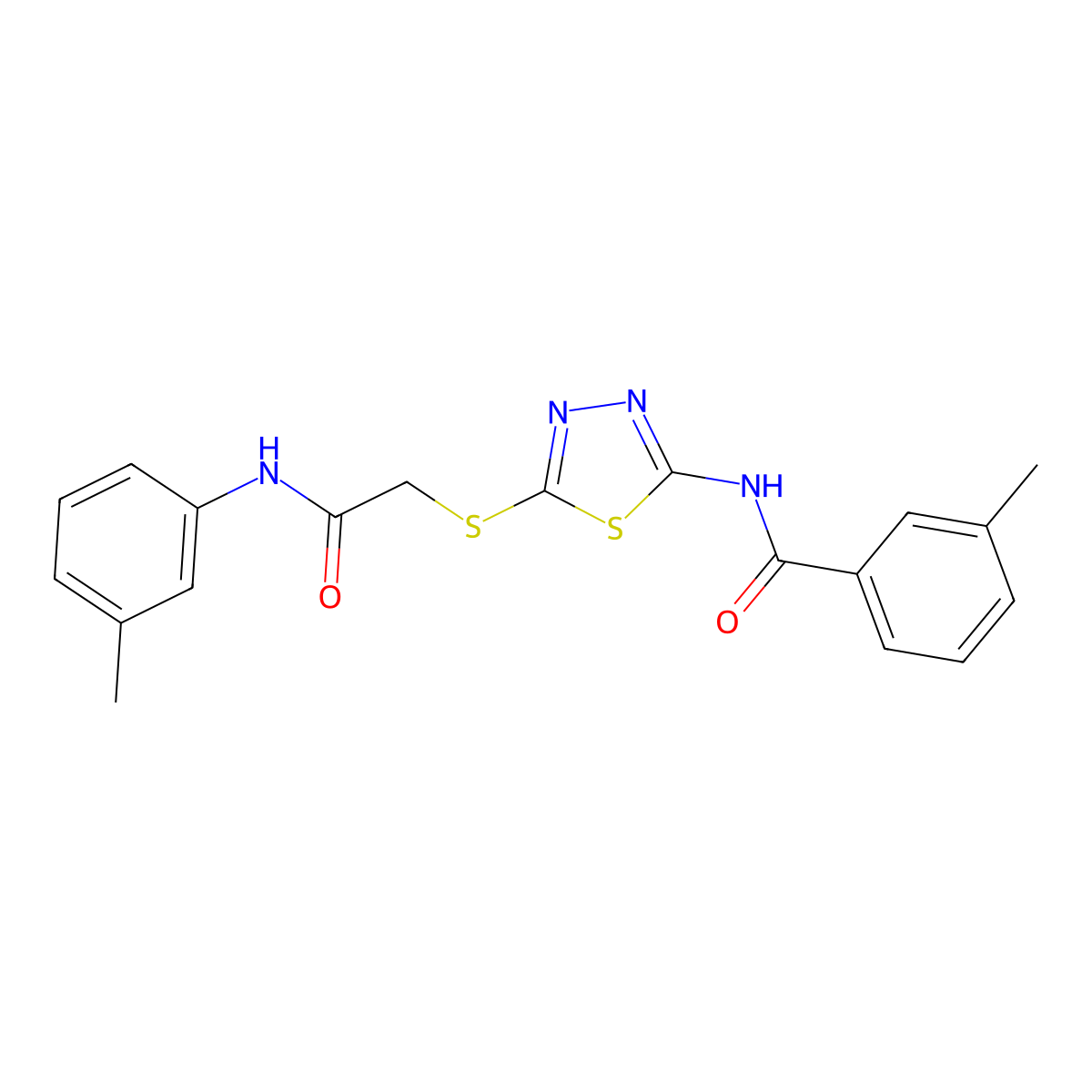 3-methyl-N-(5-((2-oxo-2-(m-tolylamino)ethyl)thio)-1,3,4-thiadiazol-2-yl)benzamide molecular structure, CAS 392292-07-8