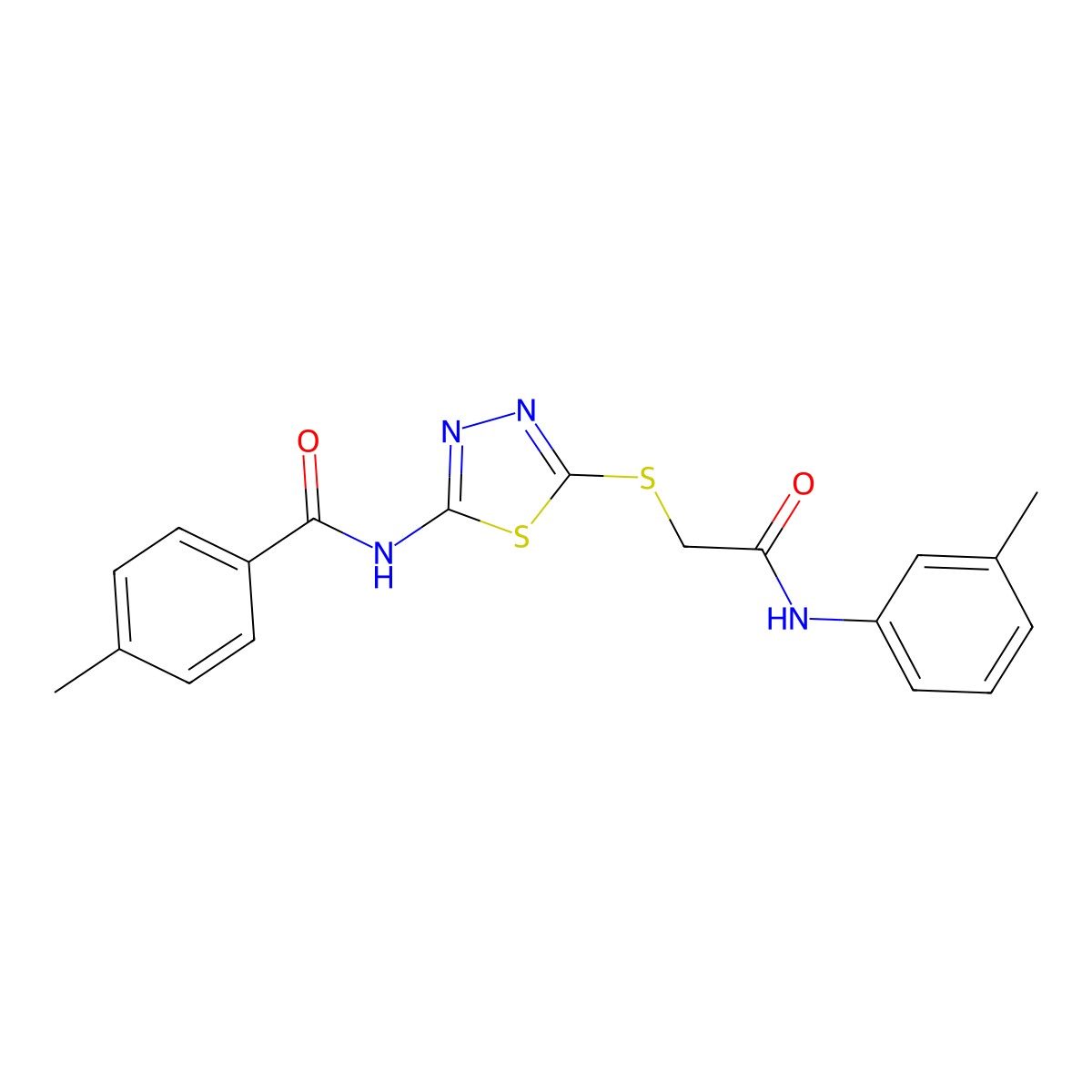 4-methyl-N-(5-((2-oxo-2-(m-tolylamino)ethyl)thio)-1,3,4-thiadiazol-2-yl)benzamide molecular structure, CAS 392292-08-9