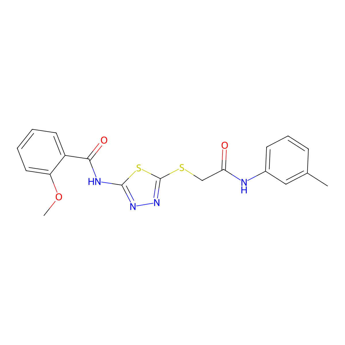 2-methoxy-N-(5-((2-oxo-2-(m-tolylamino)ethyl)thio)-1,3,4-thiadiazol-2-yl)benzamide molecular structure, CAS 392292-15-8
