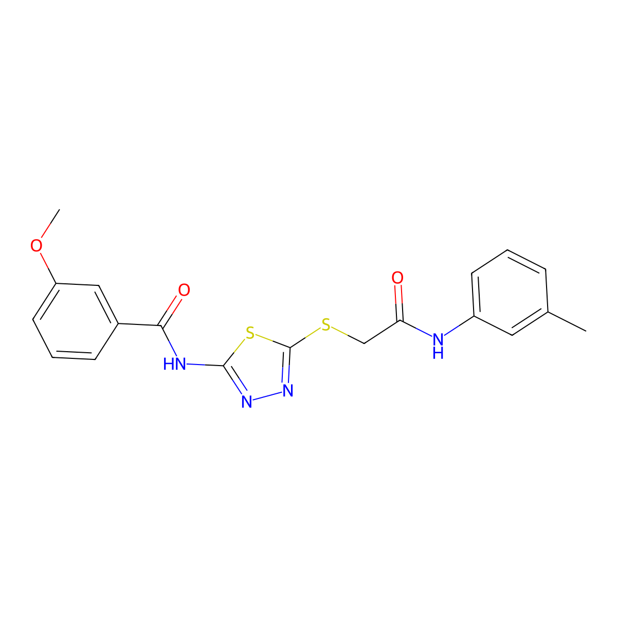 3-methoxy-N-(5-((2-oxo-2-(m-tolylamino)ethyl)thio)-1,3,4-thiadiazol-2-yl)benzamide molecular structure, CAS 392292-16-9