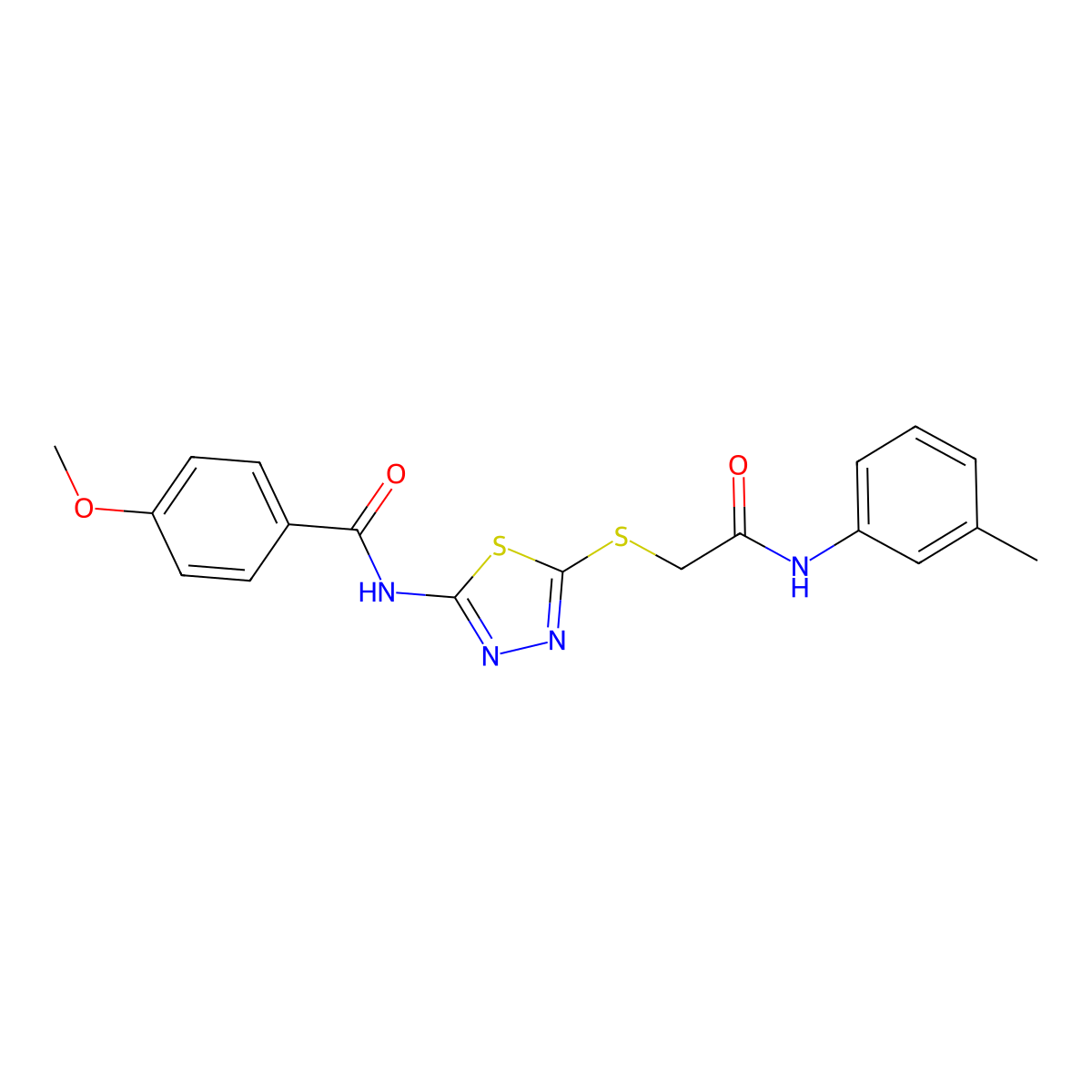 4-methoxy-N-(5-((2-oxo-2-(m-tolylamino)ethyl)thio)-1,3,4-thiadiazol-2-yl)benzamide molecular structure, CAS 392292-17-0