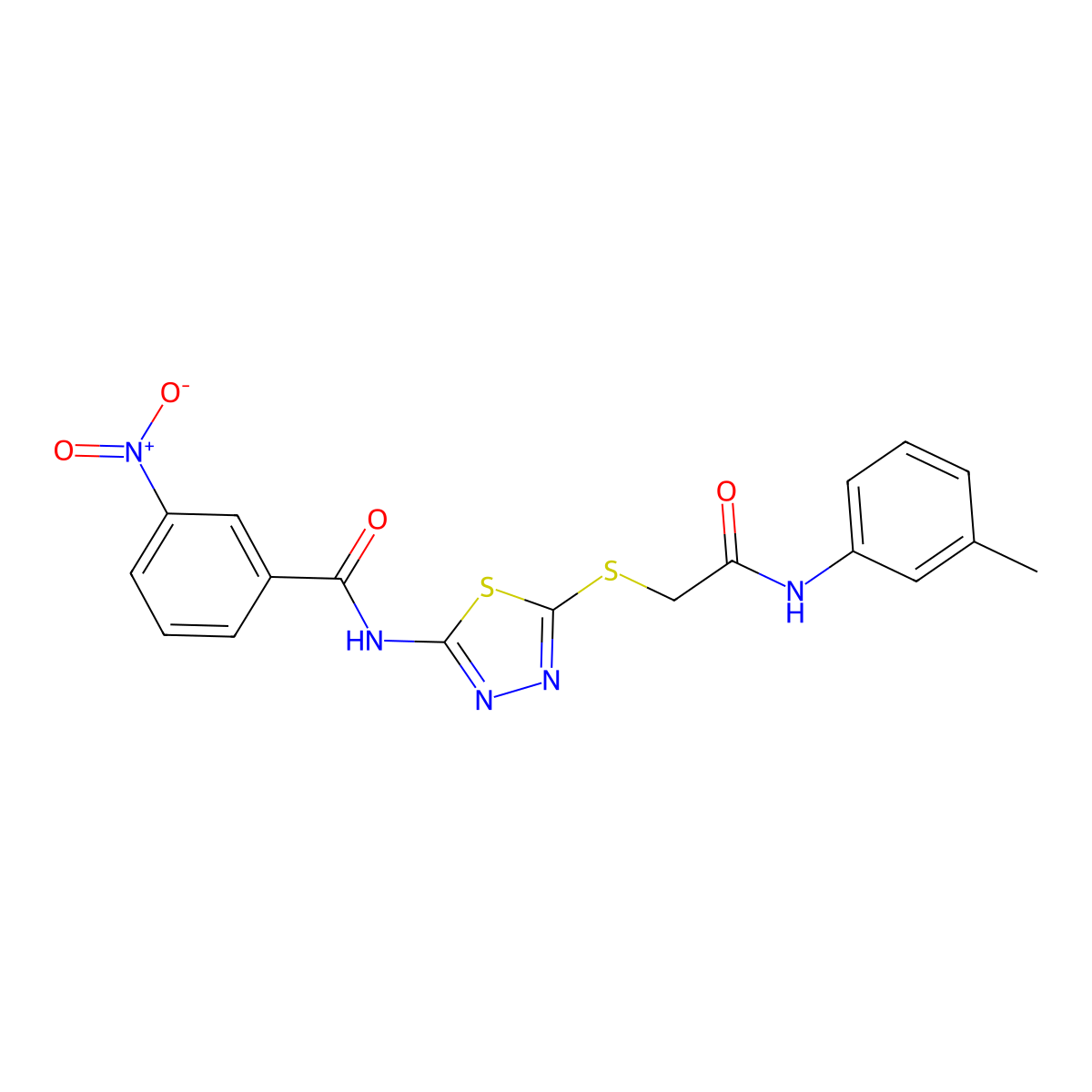 3-nitro-N-(5-((2-oxo-2-(m-tolylamino)ethyl)thio)-1,3,4-thiadiazol-2-yl)benzamide molecular structure, CAS 392292-19-2