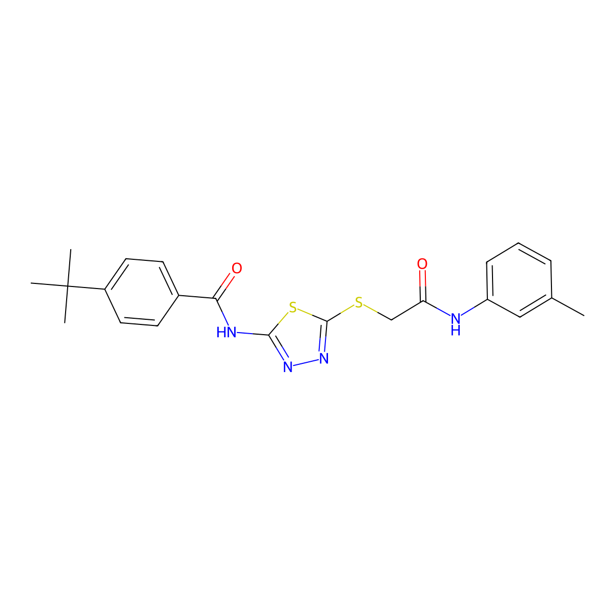 4-tert-butyl-N-[5-[2-(3-methylanilino)-2-oxoethyl]sulfanyl-1,3,4-thiadiazol-2-yl]benzamide molecular structure, CAS 392292-25-0