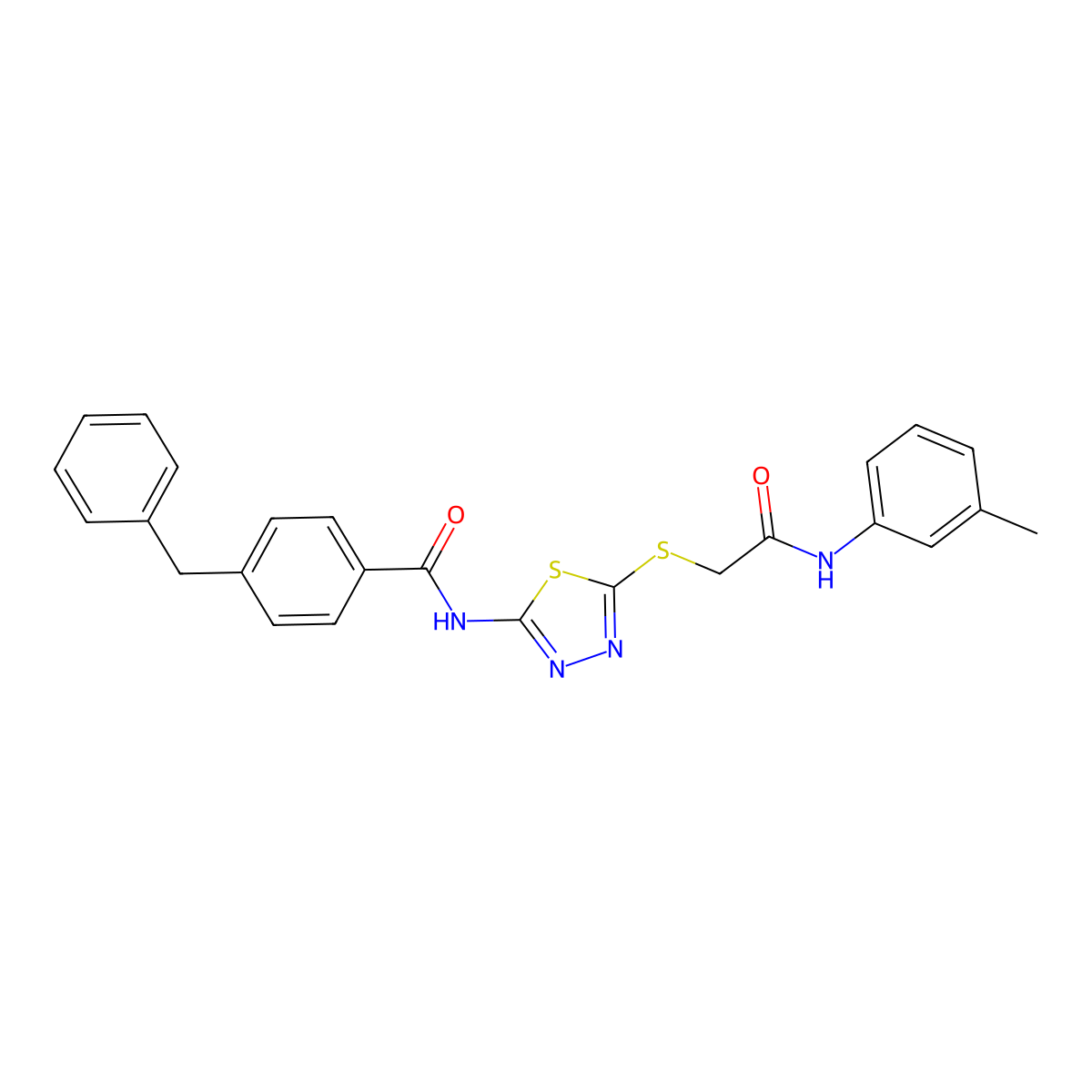 4-benzyl-N-(5-((2-oxo-2-(m-tolylamino)ethyl)thio)-1,3,4-thiadiazol-2-yl)benzamide molecular structure, CAS 392292-26-1