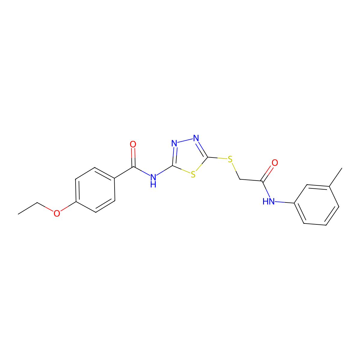 4-ethoxy-N-(5-((2-oxo-2-(m-tolylamino)ethyl)thio)-1,3,4-thiadiazol-2-yl)benzamide molecular structure, CAS 392292-27-2