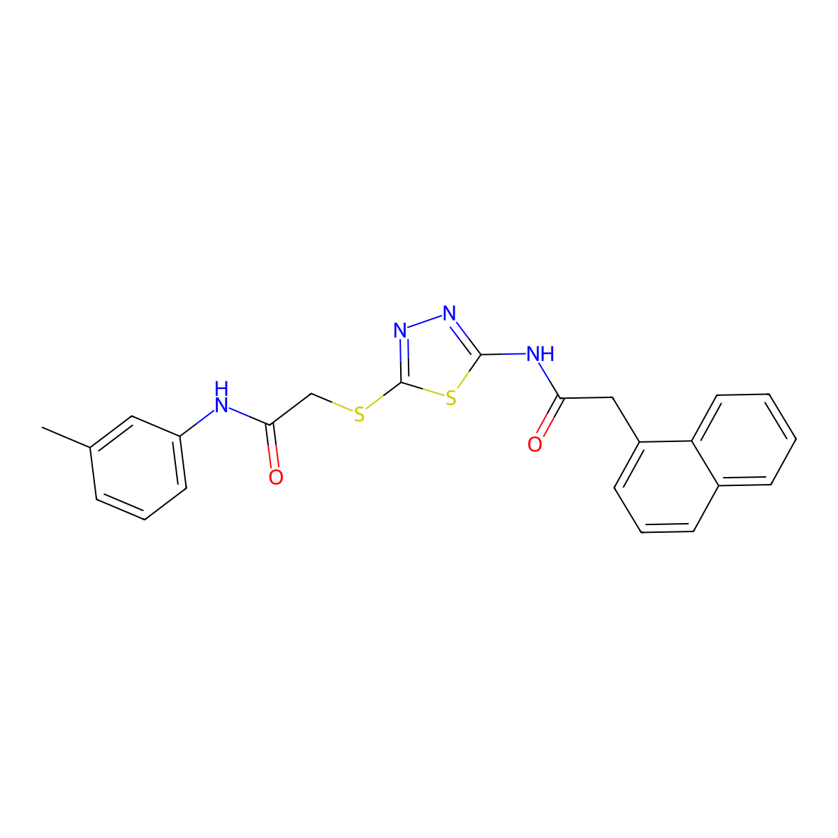 2-(naphthalen-1-yl)-N-(5-((2-oxo-2-(m-tolylamino)ethyl)thio)-1,3,4-thiadiazol-2-yl)acetamide molecular structure, CAS 392292-46-5