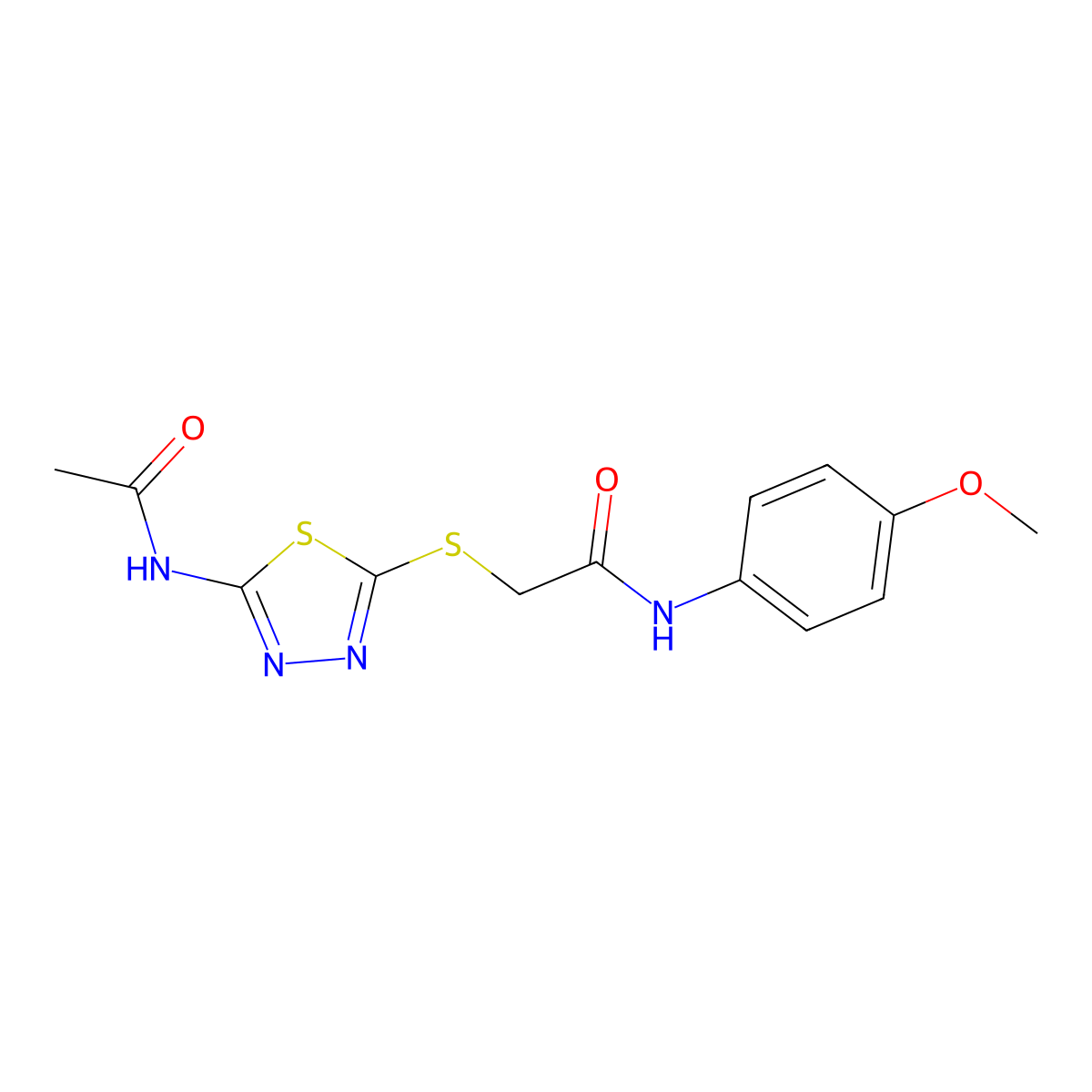 2-((5-acetamido-1,3,4-thiadiazol-2-yl)thio)-N-(4-methoxyphenyl)acetamide molecular structure, CAS 392293-45-7