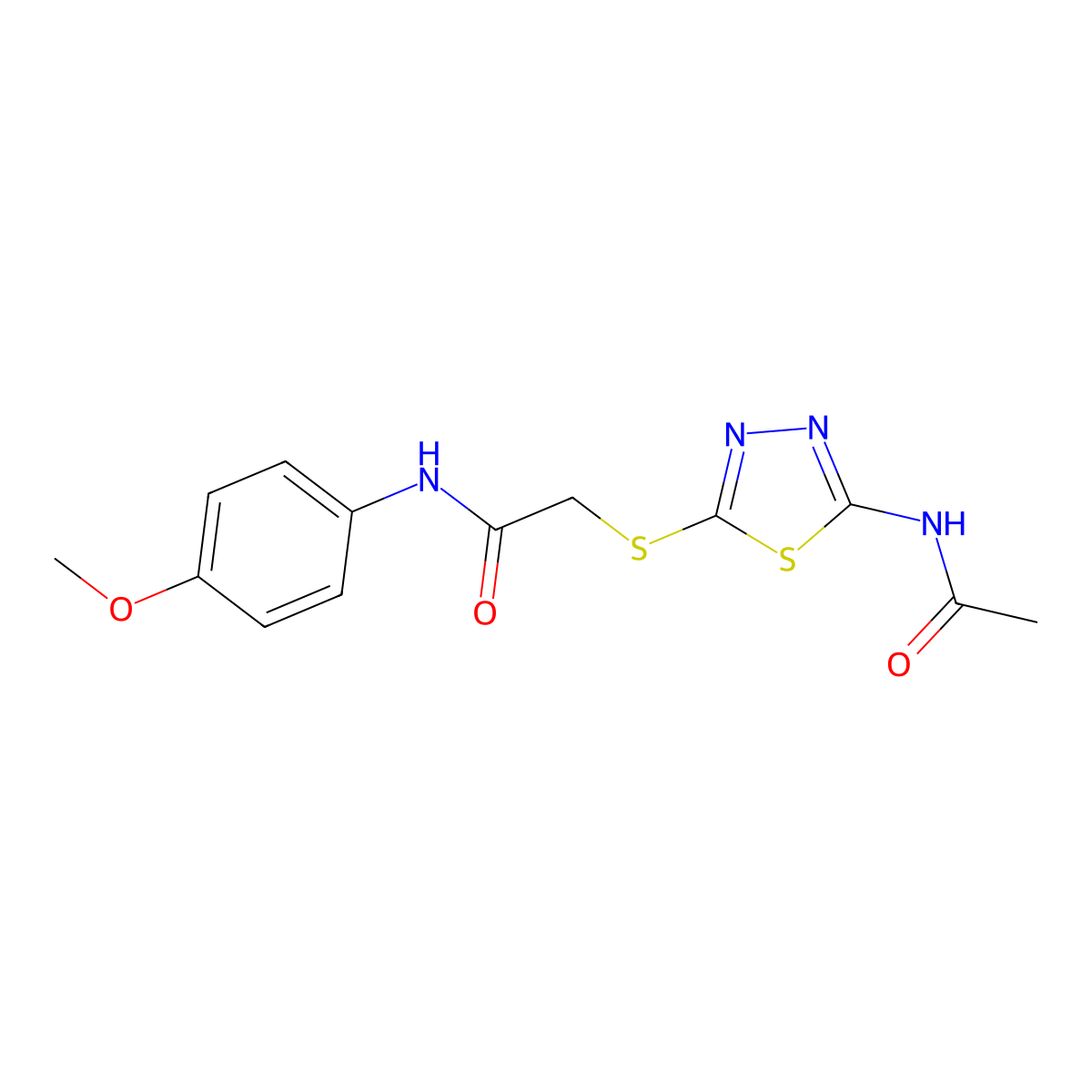 2-((5-acetamido-1,3,4-thiadiazol-2-yl)thio)-N-(4-methoxyphenyl)acetamide molecular structure, CAS 392293-45-7
