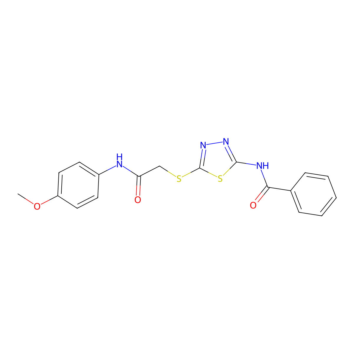N-[5-[2-(4-methoxyanilino)-2-oxoethyl]sulfanyl-1,3,4-thiadiazol-2-yl]benzamide molecular structure, CAS 392293-63-9