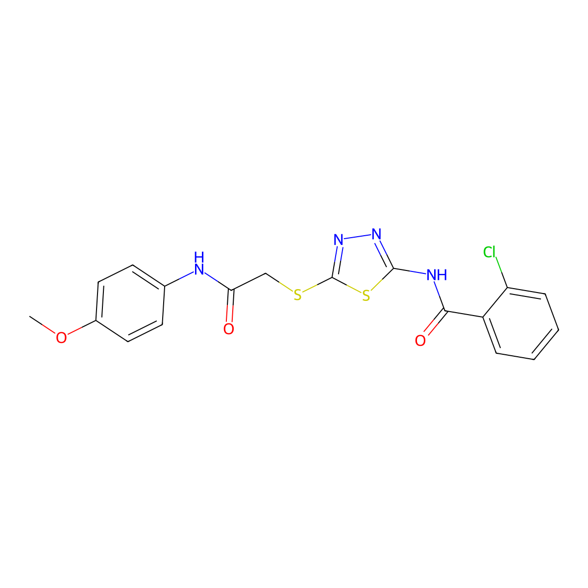 2-chloro-N-(5-((2-((4-methoxyphenyl)amino)-2-oxoethyl)thio)-1,3,4-thiadiazol-2-yl)benzamide molecular structure, CAS 392293-69-5