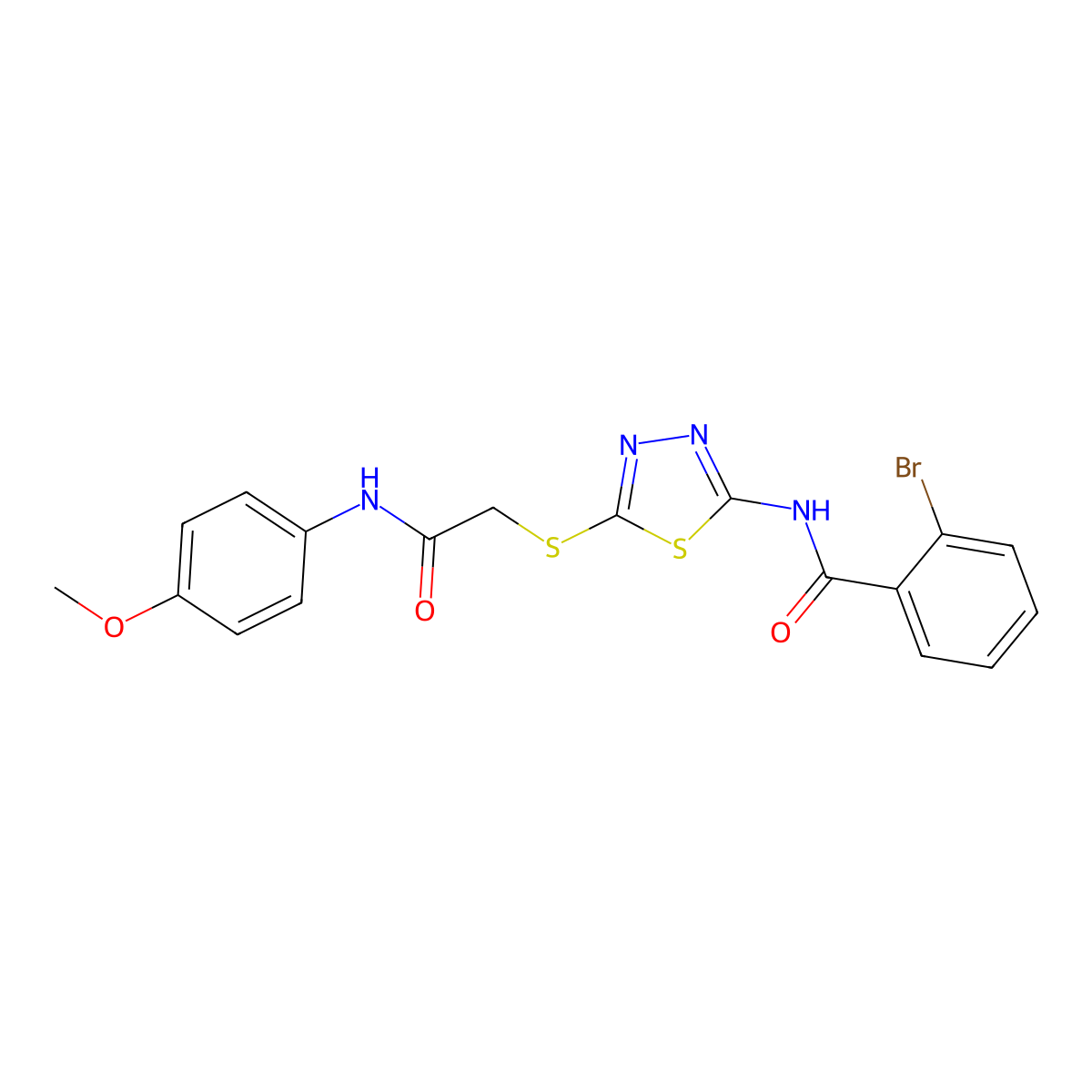 2-bromo-N-(5-((2-((4-methoxyphenyl)amino)-2-oxoethyl)thio)-1,3,4-thiadiazol-2-yl)benzamide molecular structure, CAS 392293-70-8