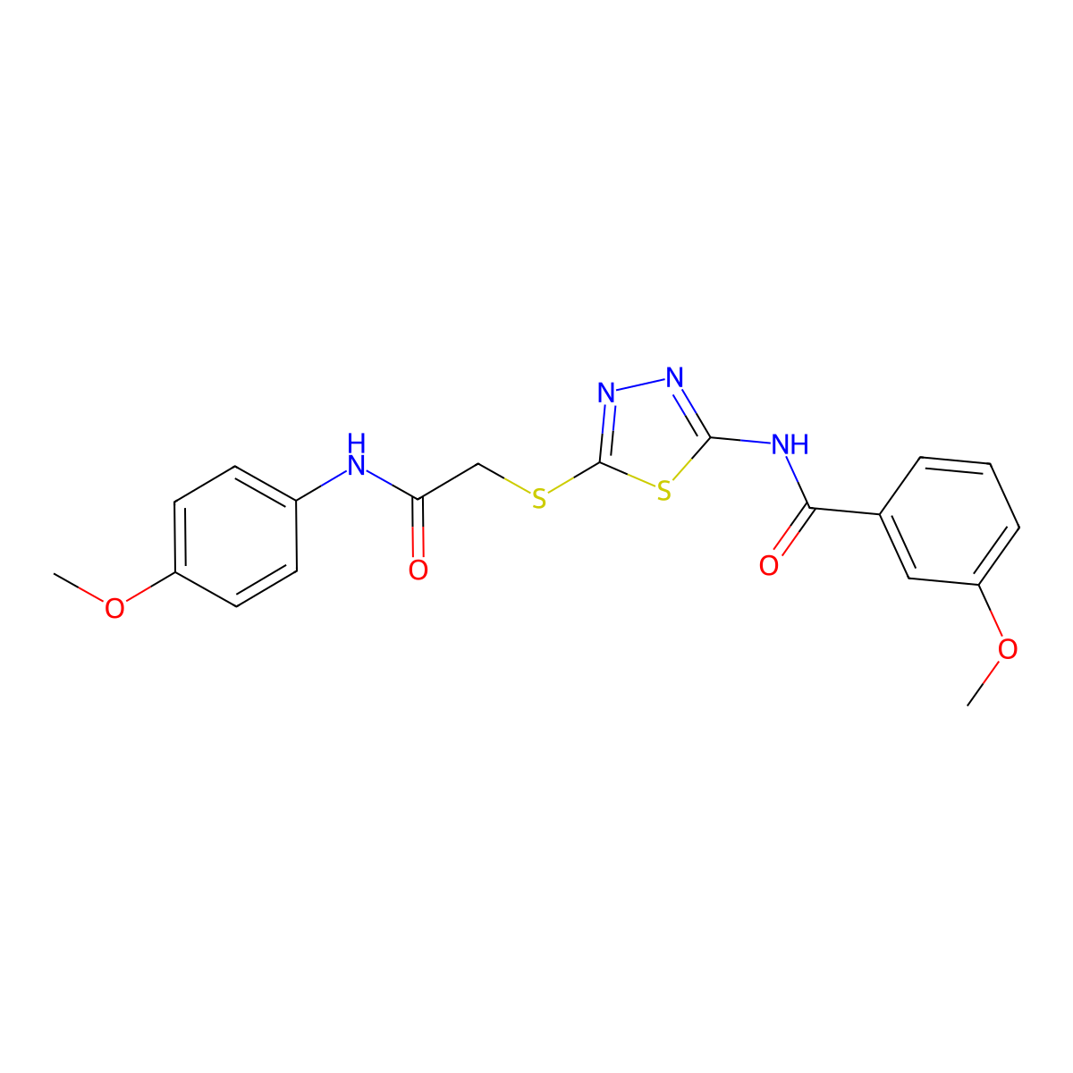 3-methoxy-N-(5-((2-((4-methoxyphenyl)amino)-2-oxoethyl)thio)-1,3,4-thiadiazol-2-yl)benzamide molecular structure, CAS 392293-74-2