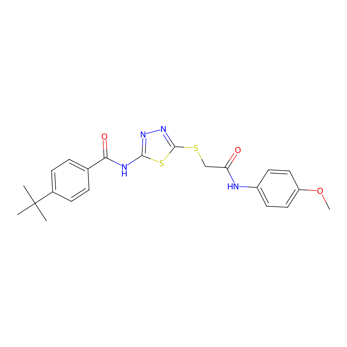 4-(tert-butyl)-N-(5-((2-((4-methoxyphenyl)amino)-2-oxoethyl)thio)-1,3,4-thiadiazol-2-yl)benzamide molecular structure, CAS 392293-83-3