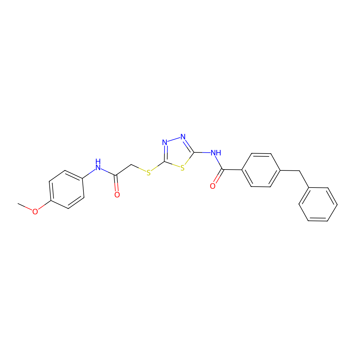 4-benzyl-N-(5-((2-((4-methoxyphenyl)amino)-2-oxoethyl)thio)-1,3,4-thiadiazol-2-yl)benzamide molecular structure, CAS 392293-84-4