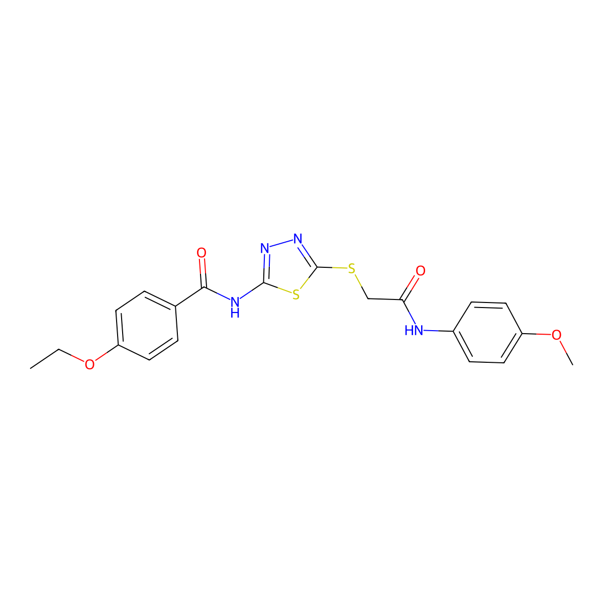 4-ethoxy-N-(5-((2-((4-methoxyphenyl)amino)-2-oxoethyl)thio)-1,3,4-thiadiazol-2-yl)benzamide molecular structure, CAS 392293-85-5