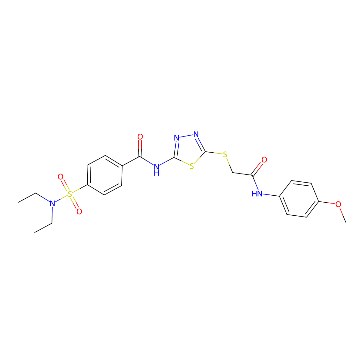 4-(N,N-diethylsulfamoyl)-N-(5-((2-((4-methoxyphenyl)amino)-2-oxoethyl)thio)-1,3,4-thiadiazol-2-yl)benzamide molecular structure, CAS 392294-05-2
