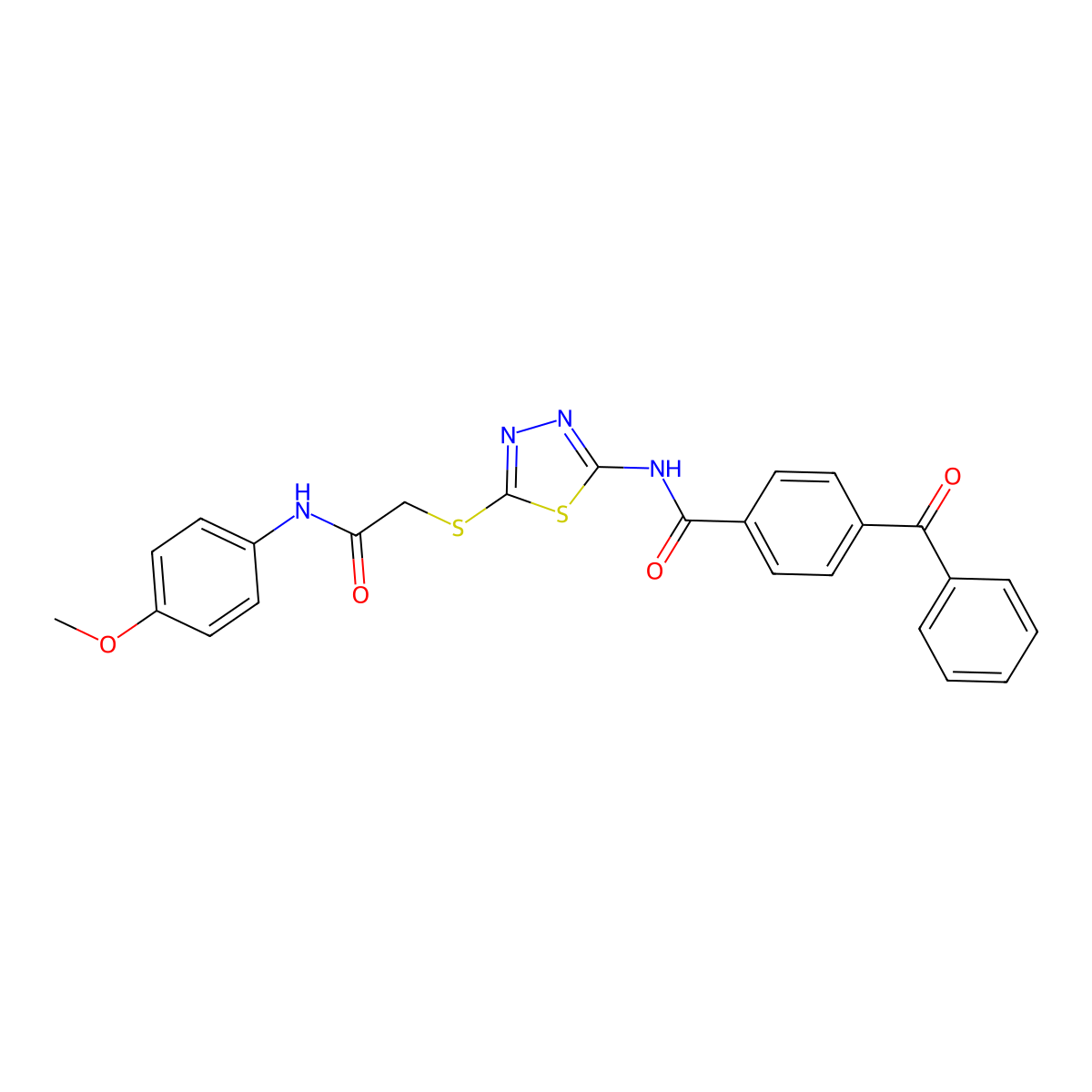 4-benzoyl-N-(5-((2-((4-methoxyphenyl)amino)-2-oxoethyl)thio)-1,3,4-thiadiazol-2-yl)benzamide molecular structure, CAS 392294-08-5