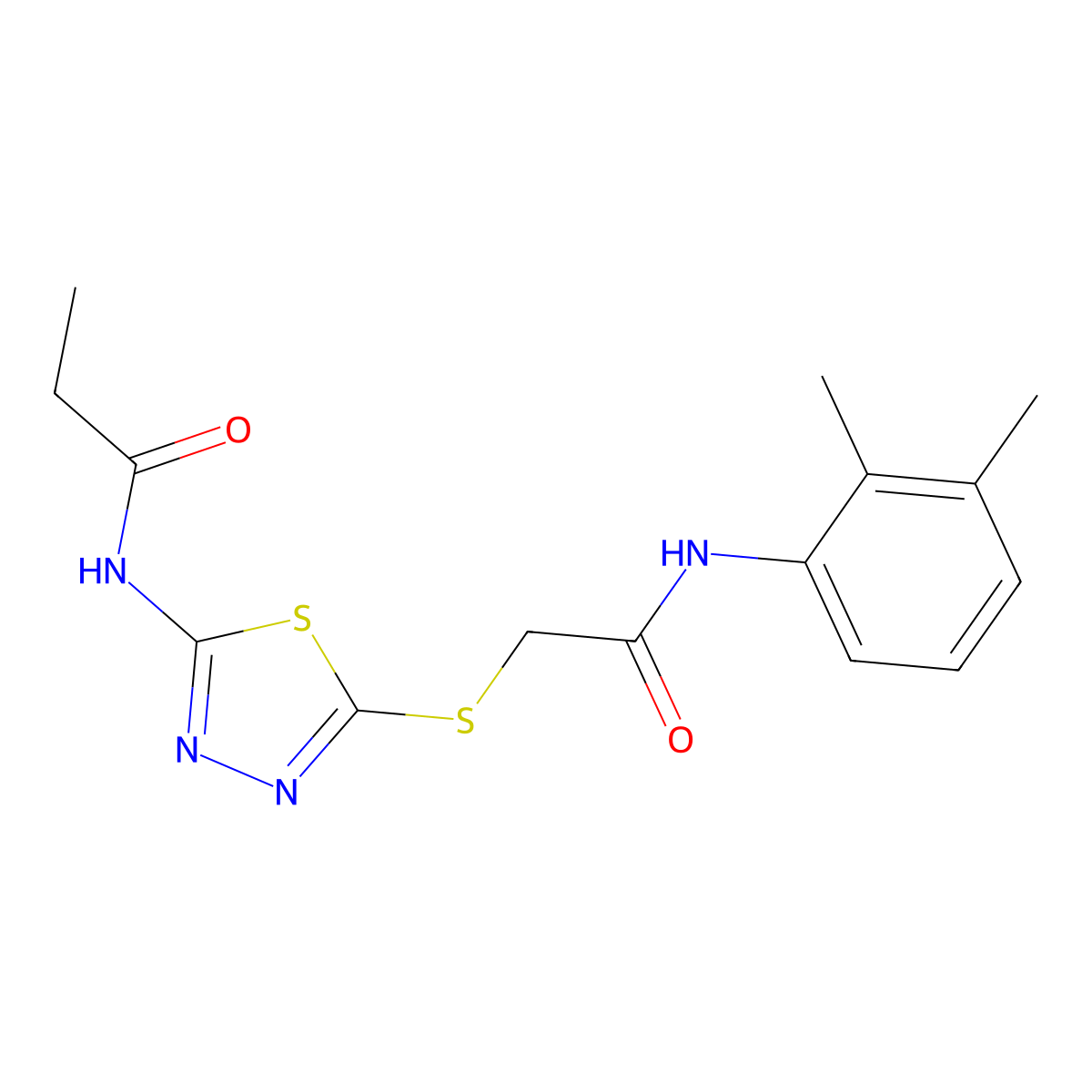 N-(5-((2-((2,3-dimethylphenyl)amino)-2-oxoethyl)thio)-1,3,4-thiadiazol-2-yl)propionamide molecular structure, CAS 392294-12-1