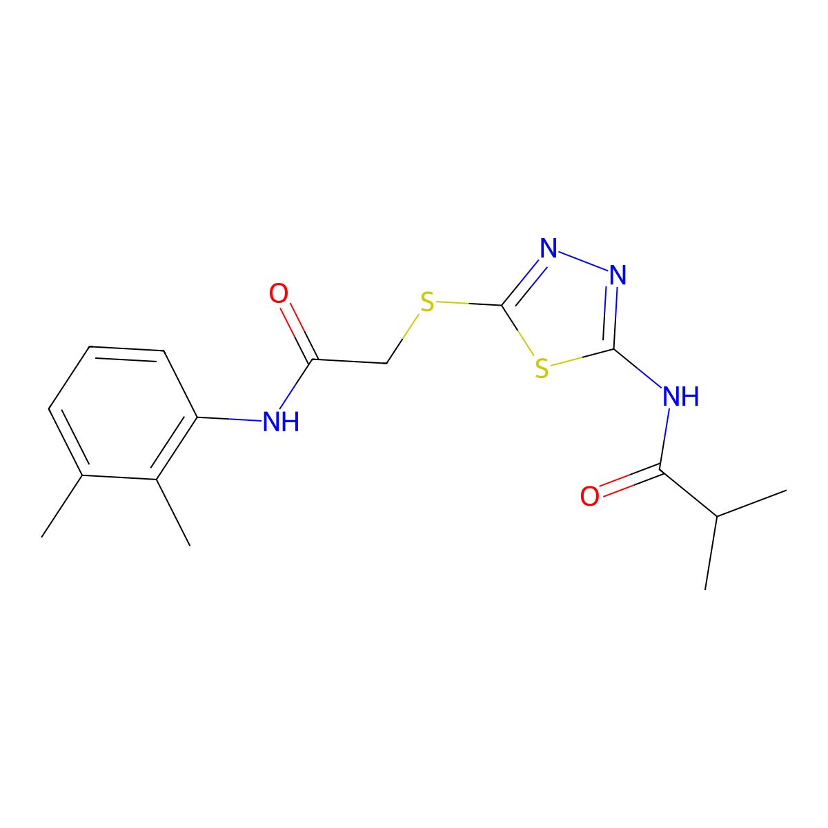 N-(5-((2-((2,3-dimethylphenyl)amino)-2-oxoethyl)thio)-1,3,4-thiadiazol-2-yl)isobutyramide molecular structure, CAS 392294-14-3