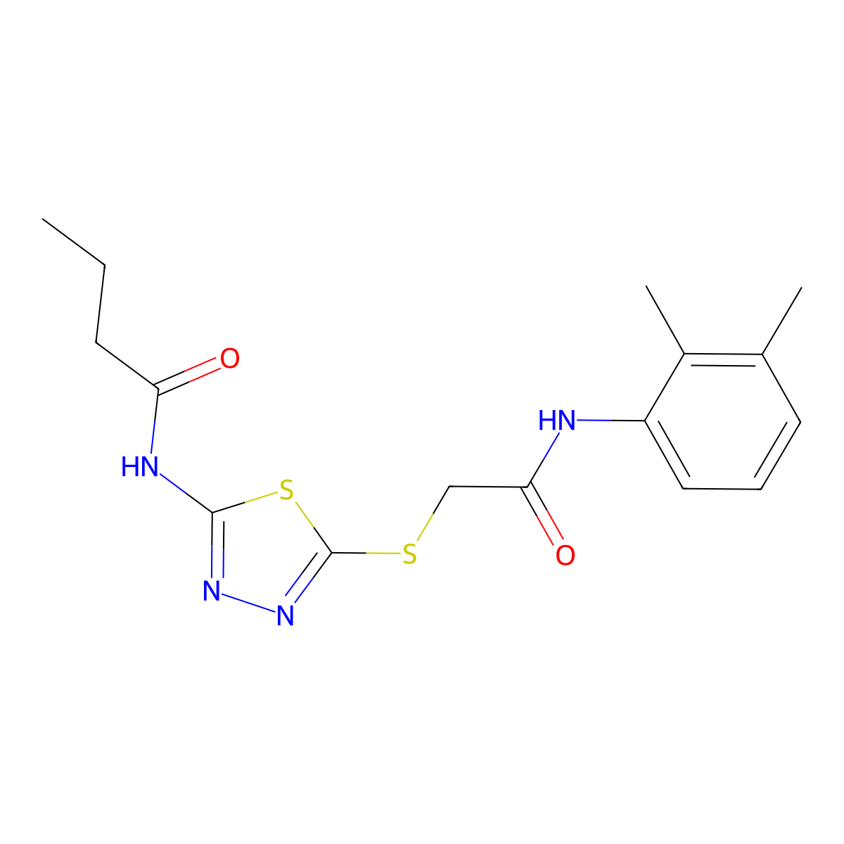 N-[5-({[(2,3-Dimethylphenyl)carbamoyl]methyl}sulfanyl)-1,3,4-thiadiazol-2-YL]butanamide molecular structure, CAS 392294-15-4