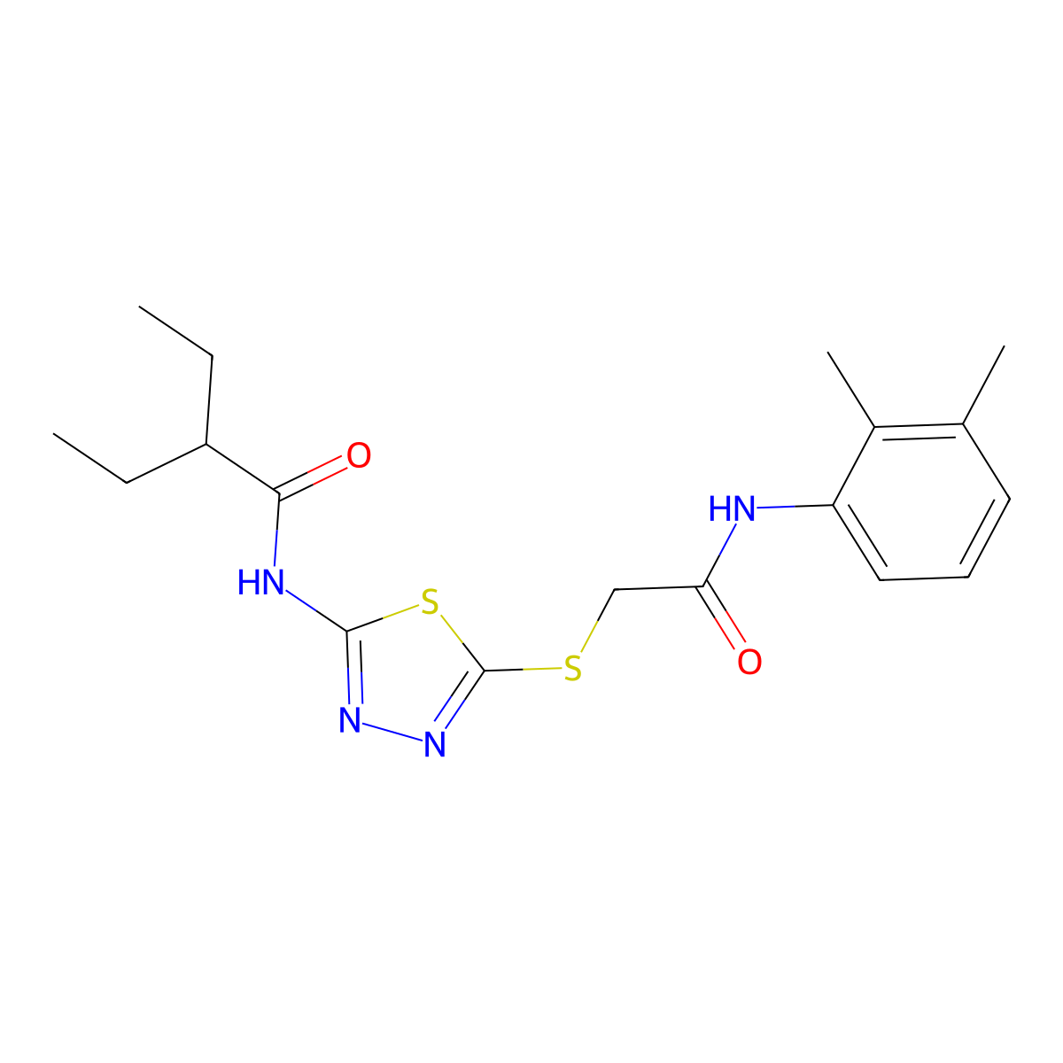 N-[5-[2-(2,3-dimethylanilino)-2-oxoethyl]sulfanyl-1,3,4-thiadiazol-2-yl]-2-ethylbutanamide molecular structure, CAS 392294-16-5
