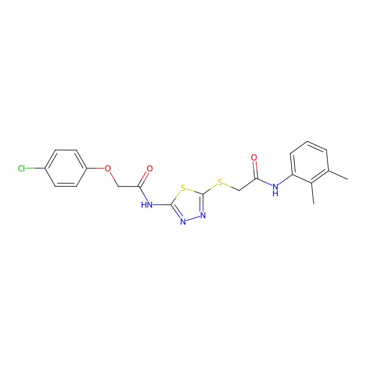 2-(4-chlorophenoxy)-N-[5-[2-(2,3-dimethylanilino)-2-oxoethyl]sulfanyl-1,3,4-thiadiazol-2-yl]acetamide molecular structure, CAS 392294-20-1