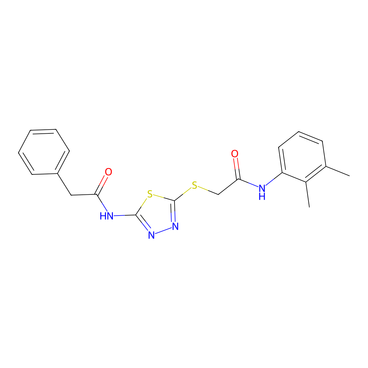 N-(2,3-dimethylphenyl)-2-((5-(2-phenylacetamido)-1,3,4-thiadiazol-2-yl)thio)acetamide molecular structure, CAS 392294-22-3
