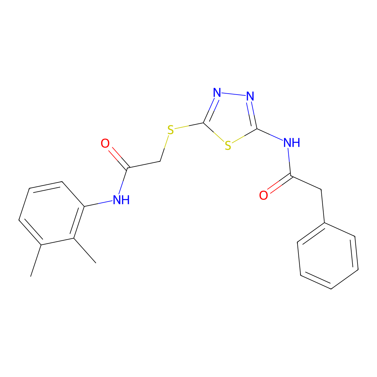 N-(2,3-dimethylphenyl)-2-((5-(2-phenylacetamido)-1,3,4-thiadiazol-2-yl)thio)acetamide molecular structure, CAS 392294-22-3