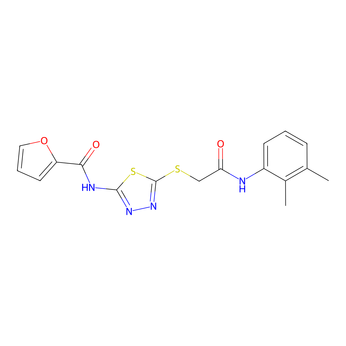 N-[5-[2-(2,3-dimethylanilino)-2-oxoethyl]sulfanyl-1,3,4-thiadiazol-2-yl]furan-2-carboxamide molecular structure, CAS 392294-27-8