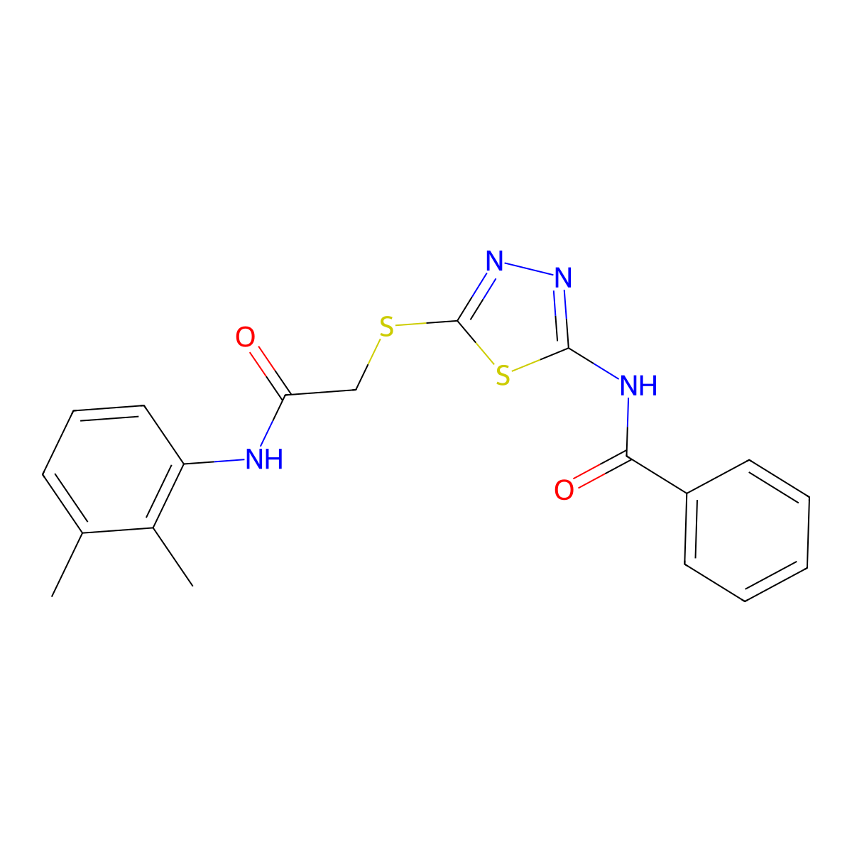 N-(5-((2-((2,3-dimethylphenyl)amino)-2-oxoethyl)thio)-1,3,4-thiadiazol-2-yl)benzamide molecular structure, CAS 392294-30-3