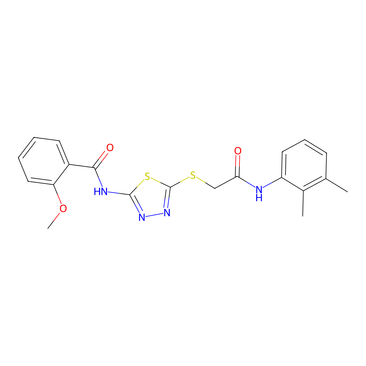 N-[5-[2-(2,3-dimethylanilino)-2-oxoethyl]sulfanyl-1,3,4-thiadiazol-2-yl]-2-methoxybenzamide molecular structure, CAS 392294-40-5