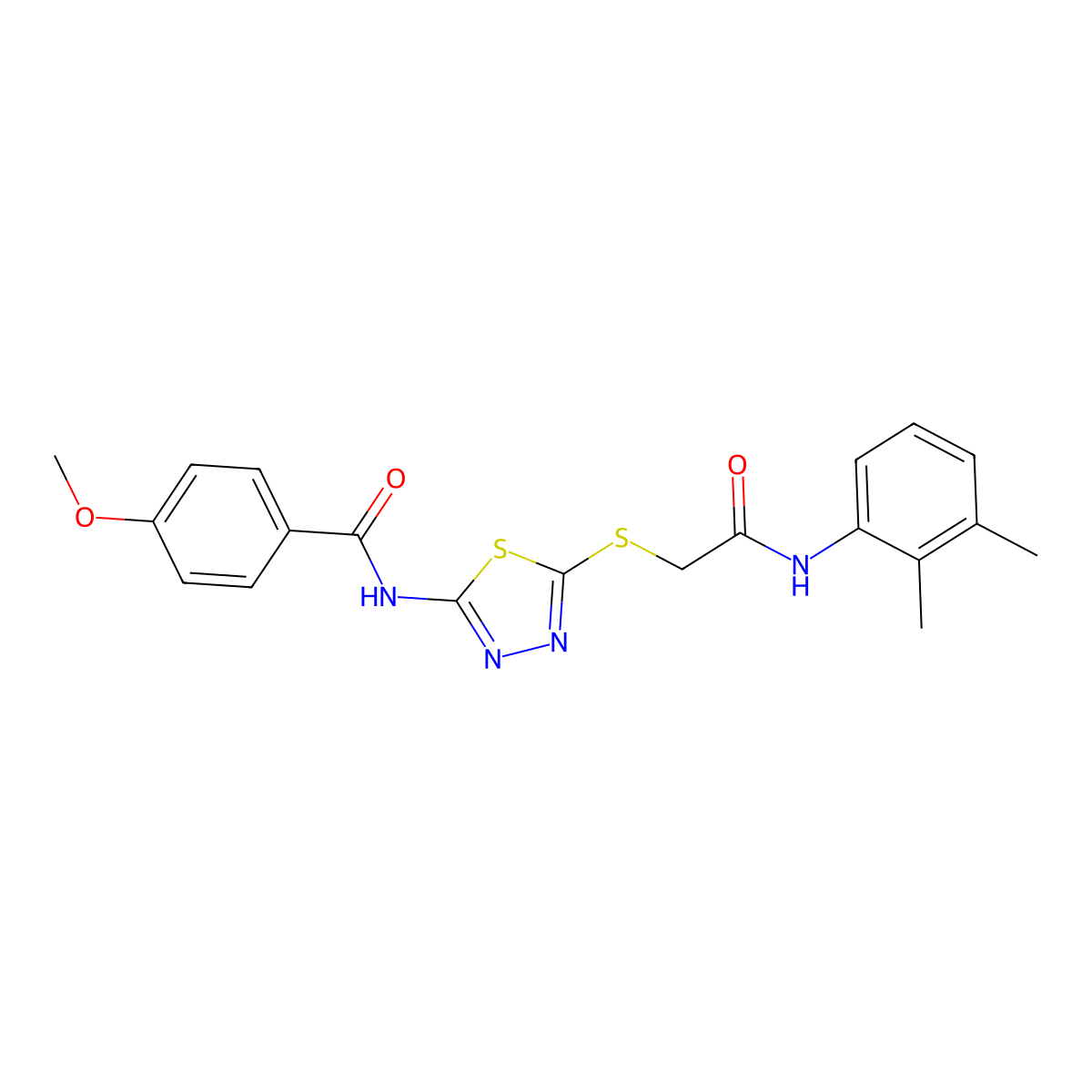 N-(5-((2-((2,3-dimethylphenyl)amino)-2-oxoethyl)thio)-1,3,4-thiadiazol-2-yl)-4-methoxybenzamide molecular structure, CAS 392294-42-7