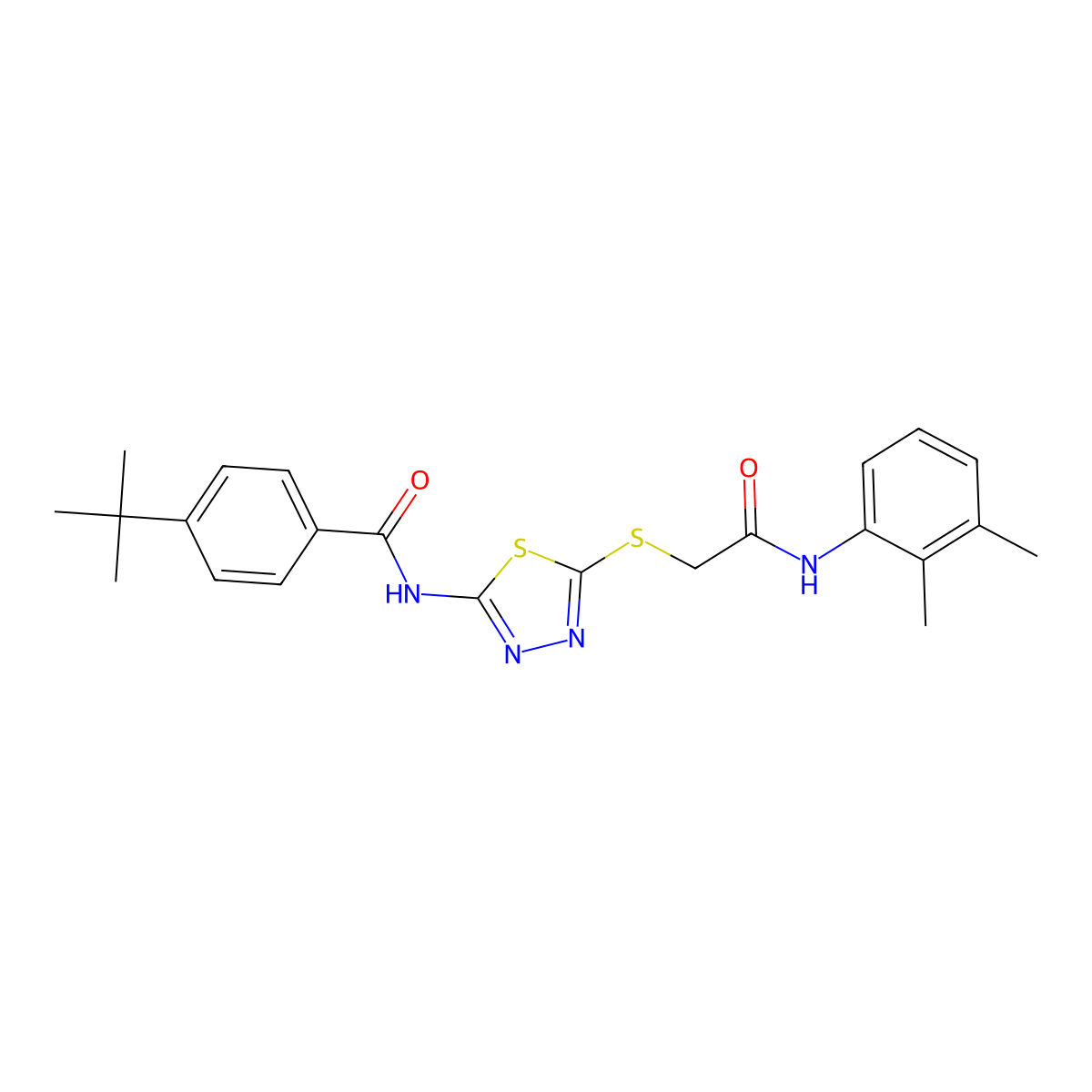 4-(tert-butyl)-N-(5-((2-((2,3-dimethylphenyl)amino)-2-oxoethyl)thio)-1,3,4-thiadiazol-2-yl)benzamide molecular structure, CAS 392294-51-8