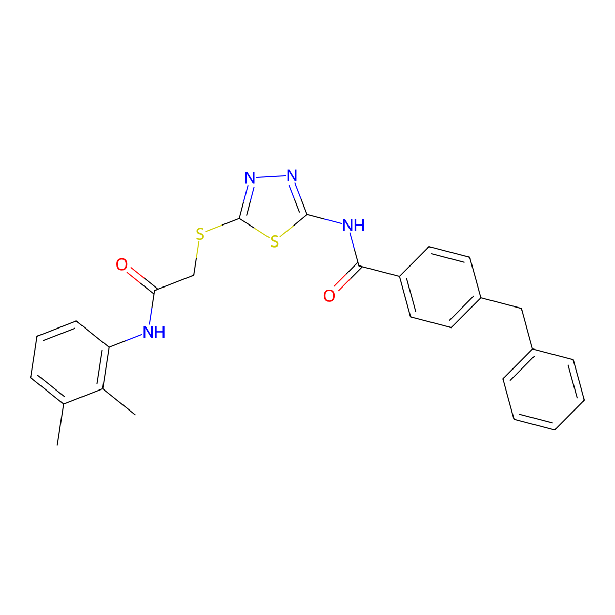 4-benzyl-N-(5-((2-((2,3-dimethylphenyl)amino)-2-oxoethyl)thio)-1,3,4-thiadiazol-2-yl)benzamide molecular structure, CAS 392294-52-9