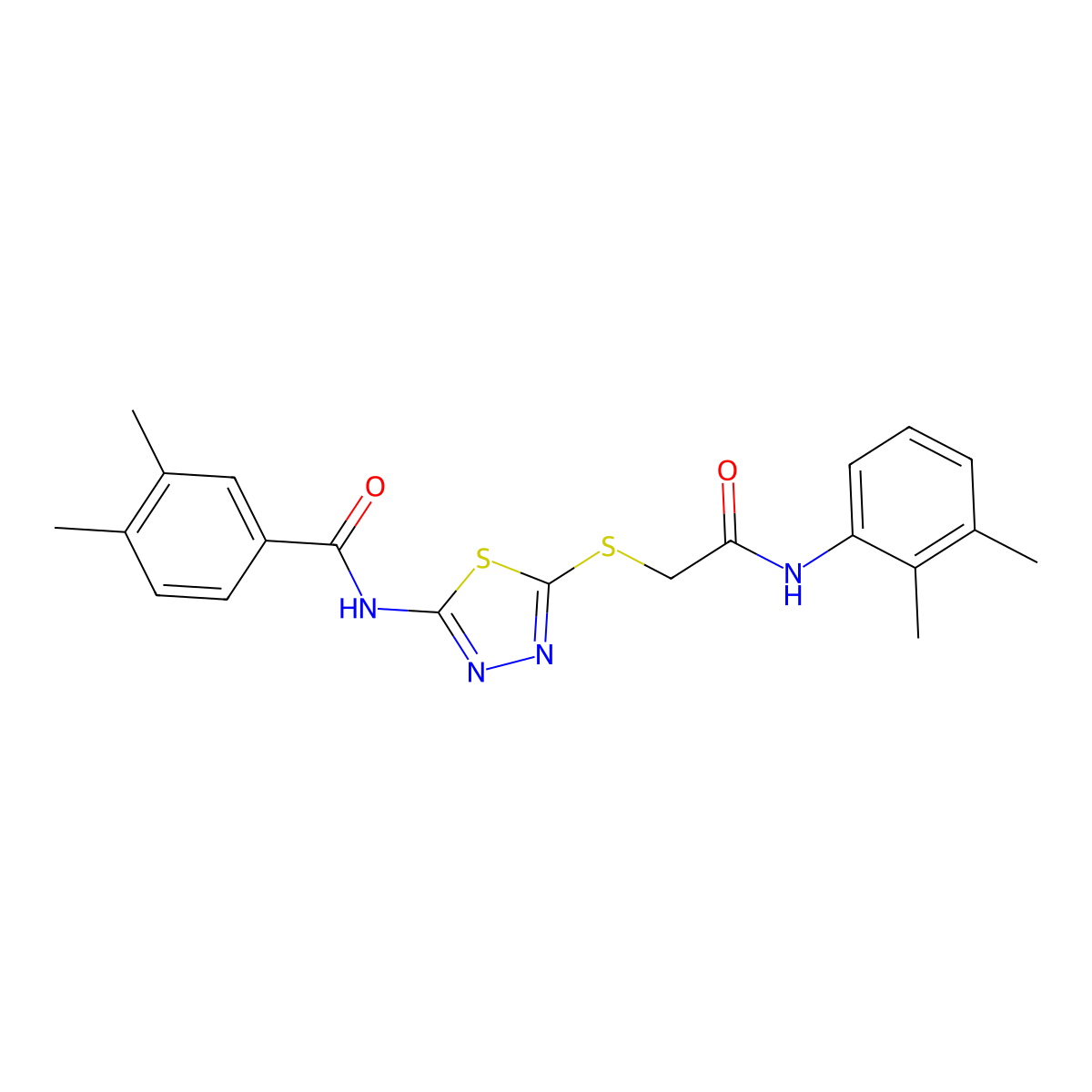N-[5-[2-(2,3-dimethylanilino)-2-oxoethyl]sulfanyl-1,3,4-thiadiazol-2-yl]-3,4-dimethylbenzamide molecular structure, CAS 392294-55-2