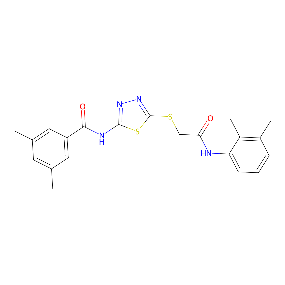 N-(5-((2-((2,3-dimethylphenyl)amino)-2-oxoethyl)thio)-1,3,4-thiadiazol-2-yl)-3,5-dimethylbenzamide molecular structure, CAS 392294-56-3
