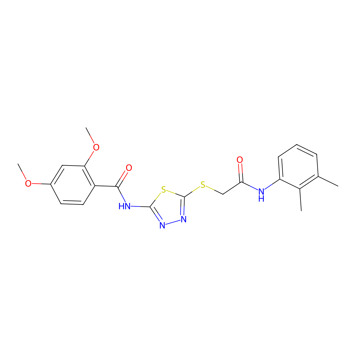 N-[5-[2-(2,3-dimethylanilino)-2-oxoethyl]sulfanyl-1,3,4-thiadiazol-2-yl]-2,4-dimethoxybenzamide molecular structure, CAS 392294-61-0