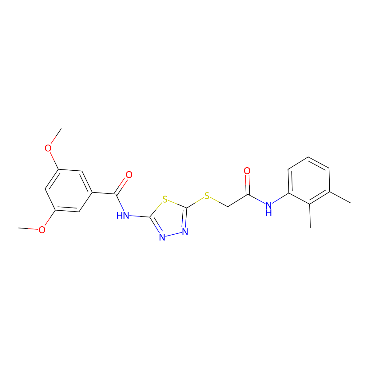N-(5-((2-((2,3-dimethylphenyl)amino)-2-oxoethyl)thio)-1,3,4-thiadiazol-2-yl)-3,5-dimethoxybenzamide molecular structure, CAS 392294-62-1