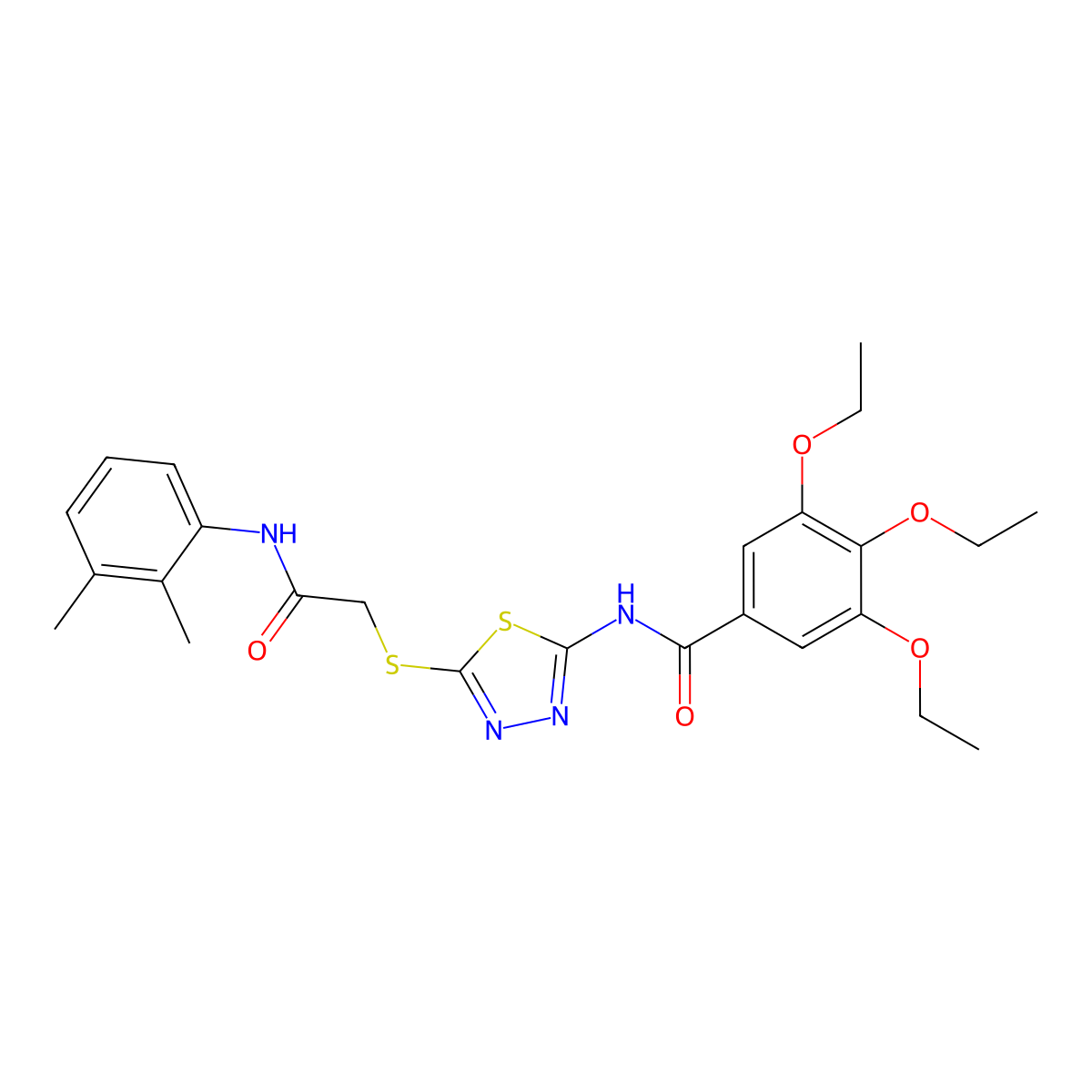 N-(5-((2-((2,3-dimethylphenyl)amino)-2-oxoethyl)thio)-1,3,4-thiadiazol-2-yl)-3,4,5-triethoxybenzamide molecular structure, CAS 392294-64-3