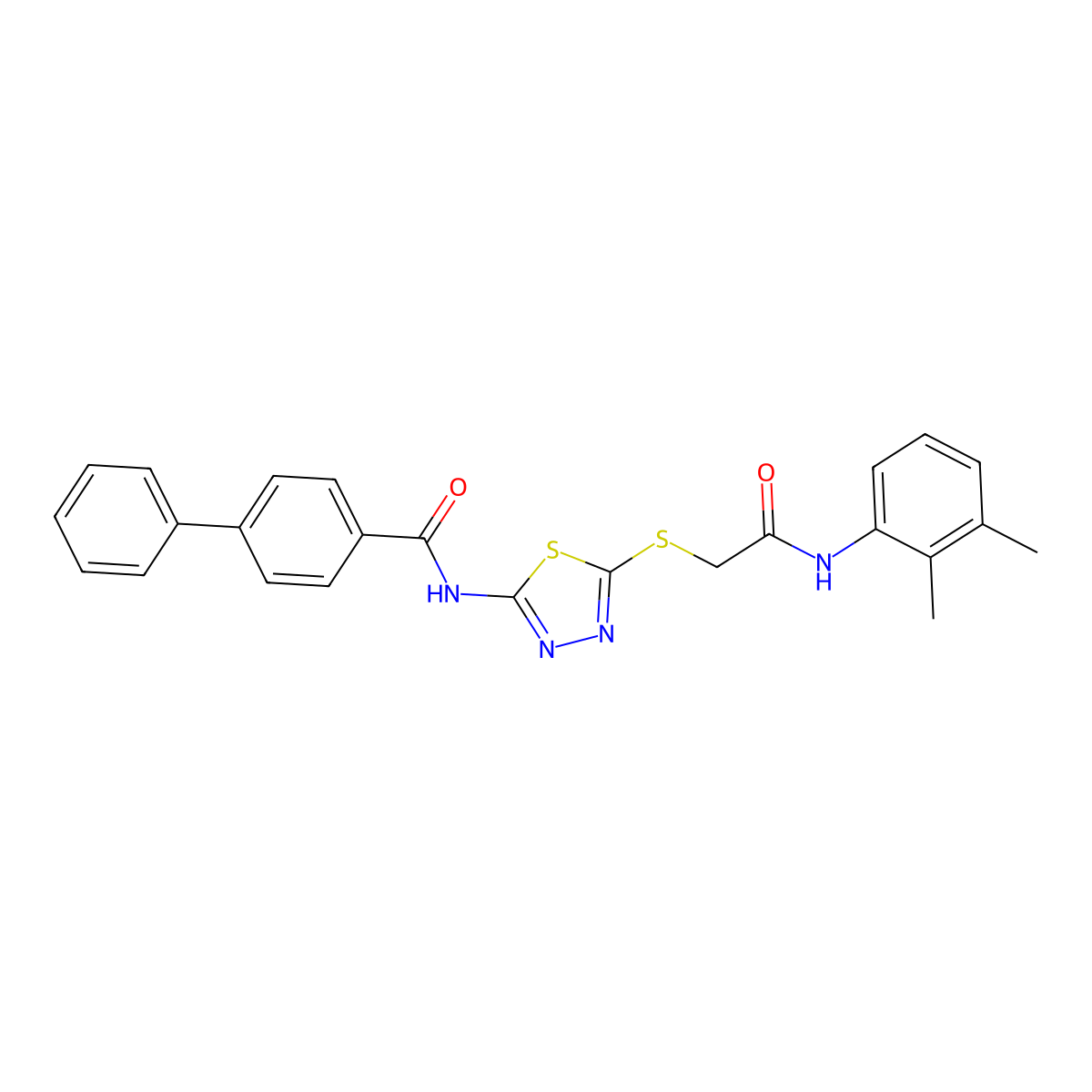 N-[5-[2-(2,3-dimethylanilino)-2-oxoethyl]sulfanyl-1,3,4-thiadiazol-2-yl]-4-phenylbenzamide molecular structure, CAS 392294-65-4