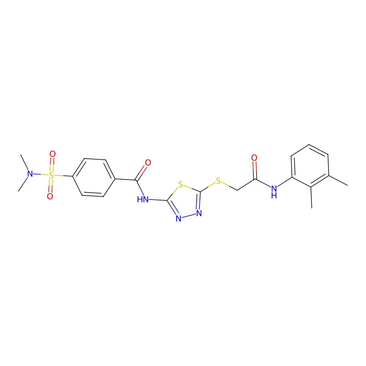 N-(5-((2-((2,3-dimethylphenyl)amino)-2-oxoethyl)thio)-1,3,4-thiadiazol-2-yl)-4-(N,N-dimethylsulfamoyl)benzamide molecular structure, CAS 392294-66-5
