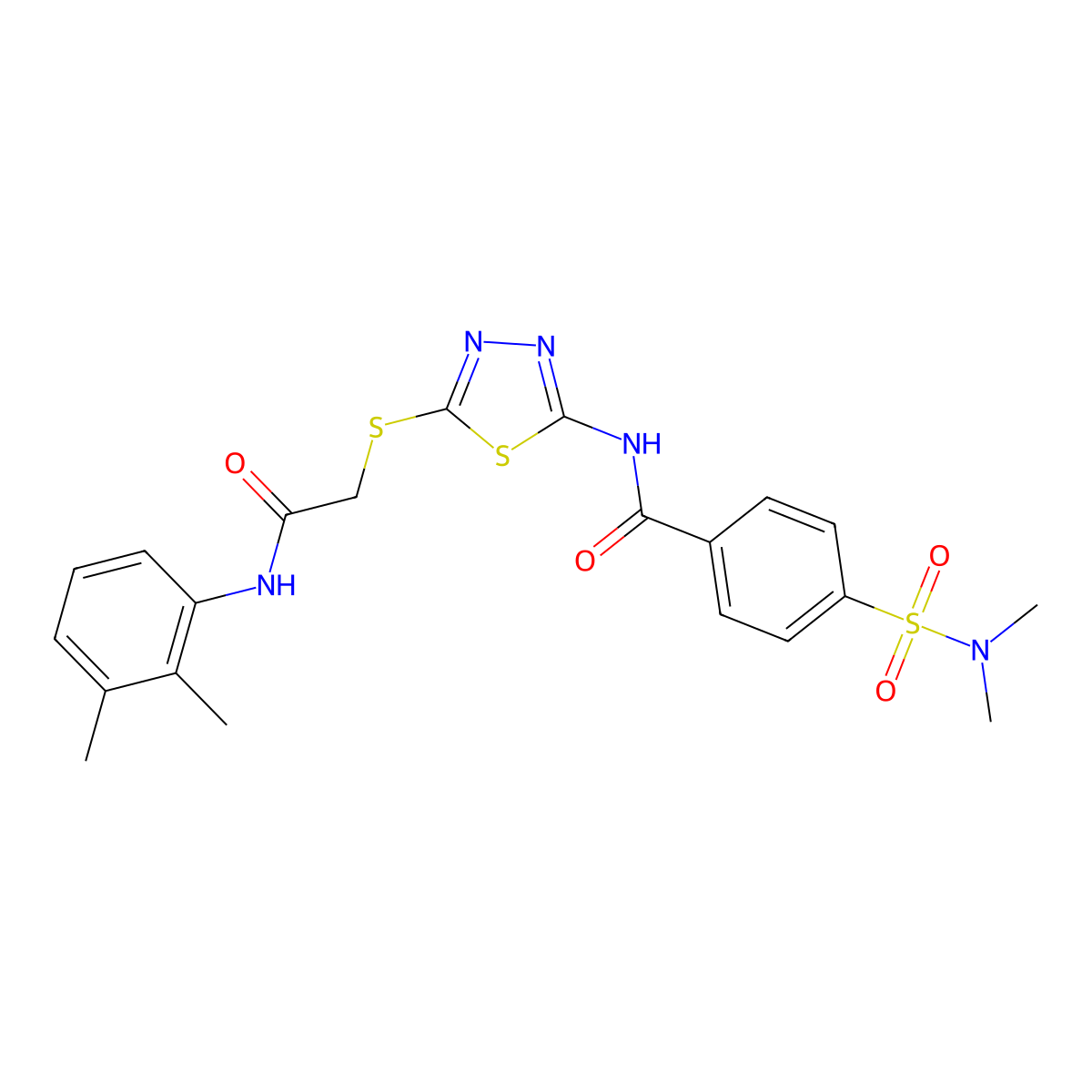 N-(5-((2-((2,3-dimethylphenyl)amino)-2-oxoethyl)thio)-1,3,4-thiadiazol-2-yl)-4-(N,N-dimethylsulfamoyl)benzamide molecular structure, CAS 392294-66-5