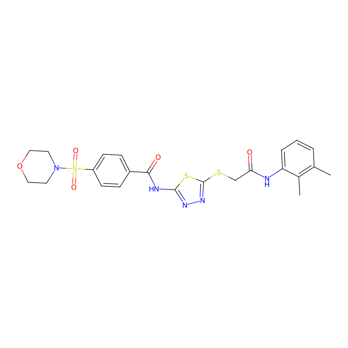 N-[5-[2-(2,3-dimethylanilino)-2-oxoethyl]sulfanyl-1,3,4-thiadiazol-2-yl]-4-morpholin-4-ylsulfonylbenzamide molecular structure, CAS 392294-70-1