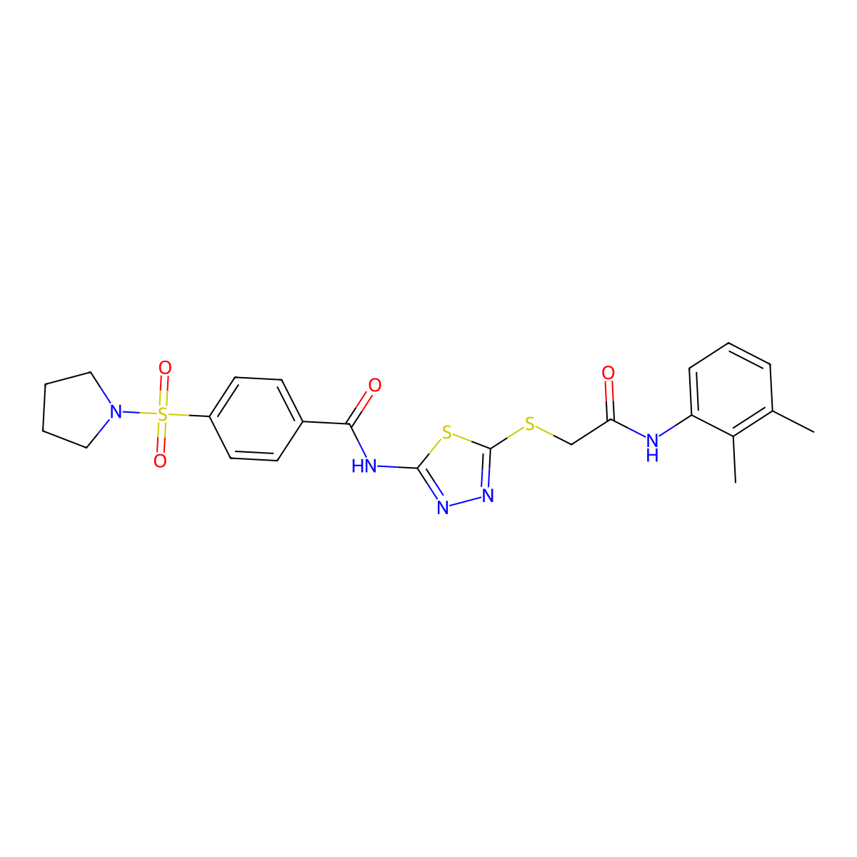 N-[5-[2-(2,3-dimethylanilino)-2-oxoethyl]sulfanyl-1,3,4-thiadiazol-2-yl]-4-pyrrolidin-1-ylsulfonylbenzamide molecular structure, CAS 392294-79-0