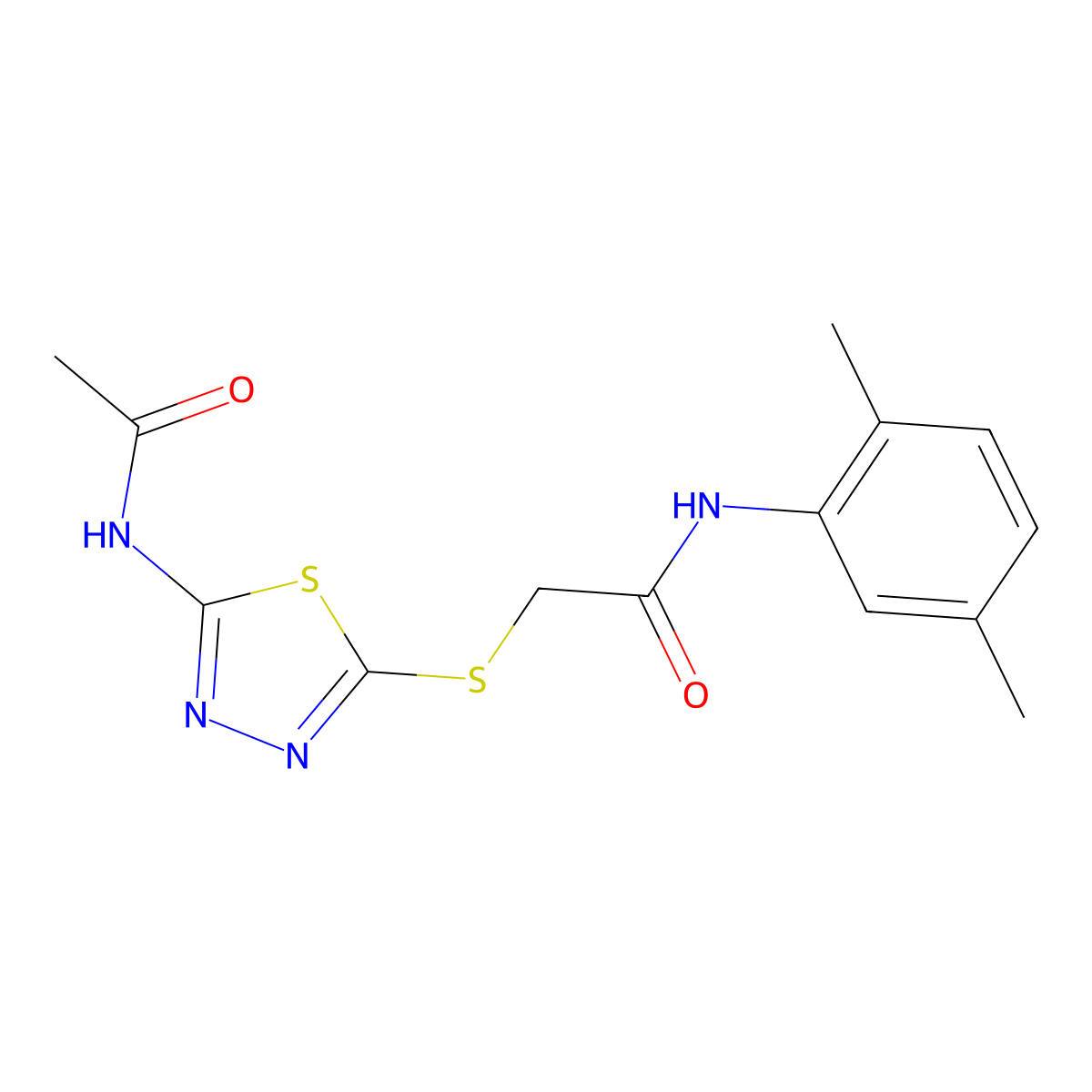 2-((5-acetamido-1,3,4-thiadiazol-2-yl)thio)-N-(2,5-dimethylphenyl)acetamide molecular structure, CAS 392294-80-3