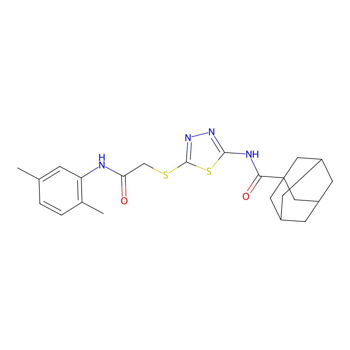 N-[5-[2-(2,5-dimethylanilino)-2-oxoethyl]sulfanyl-1,3,4-thiadiazol-2-yl]adamantane-1-carboxamide molecular structure, CAS 392294-94-9