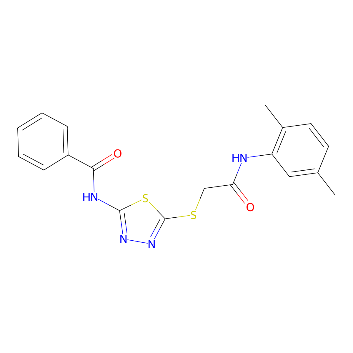 N-[5-[2-(2,5-dimethylanilino)-2-oxoethyl]sulfanyl-1,3,4-thiadiazol-2-yl]benzamide molecular structure, CAS 392294-98-3