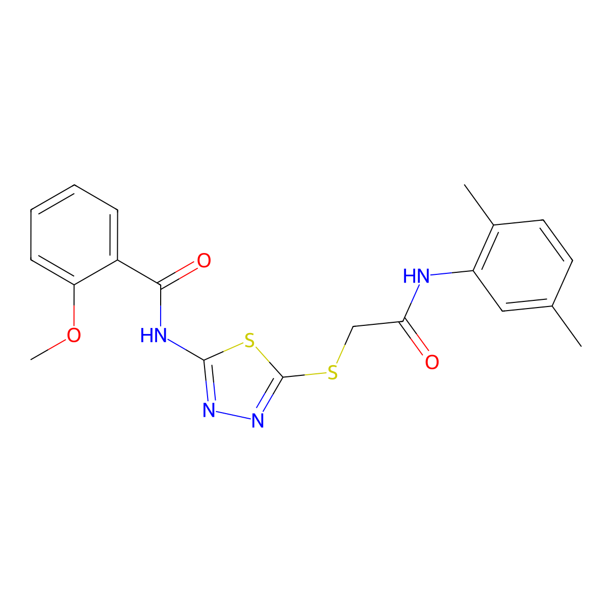 N-[5-({2-[(2,5-dimethylphenyl)amino]-2-oxoethyl}sulfanyl)-1,3,4-thiadiazol-2-yl]-2-methoxybenzamide molecular structure, CAS 392295-08-8