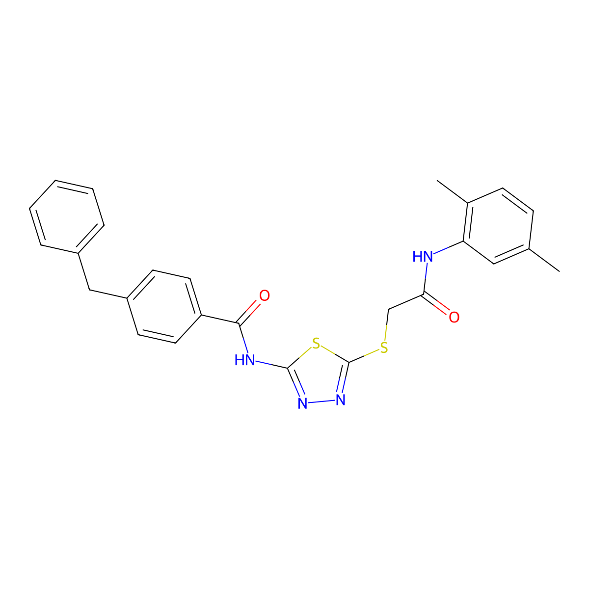 4-benzyl-N-[5-[2-(2,5-dimethylanilino)-2-oxoethyl]sulfanyl-1,3,4-thiadiazol-2-yl]benzamide molecular structure, CAS 392295-19-1