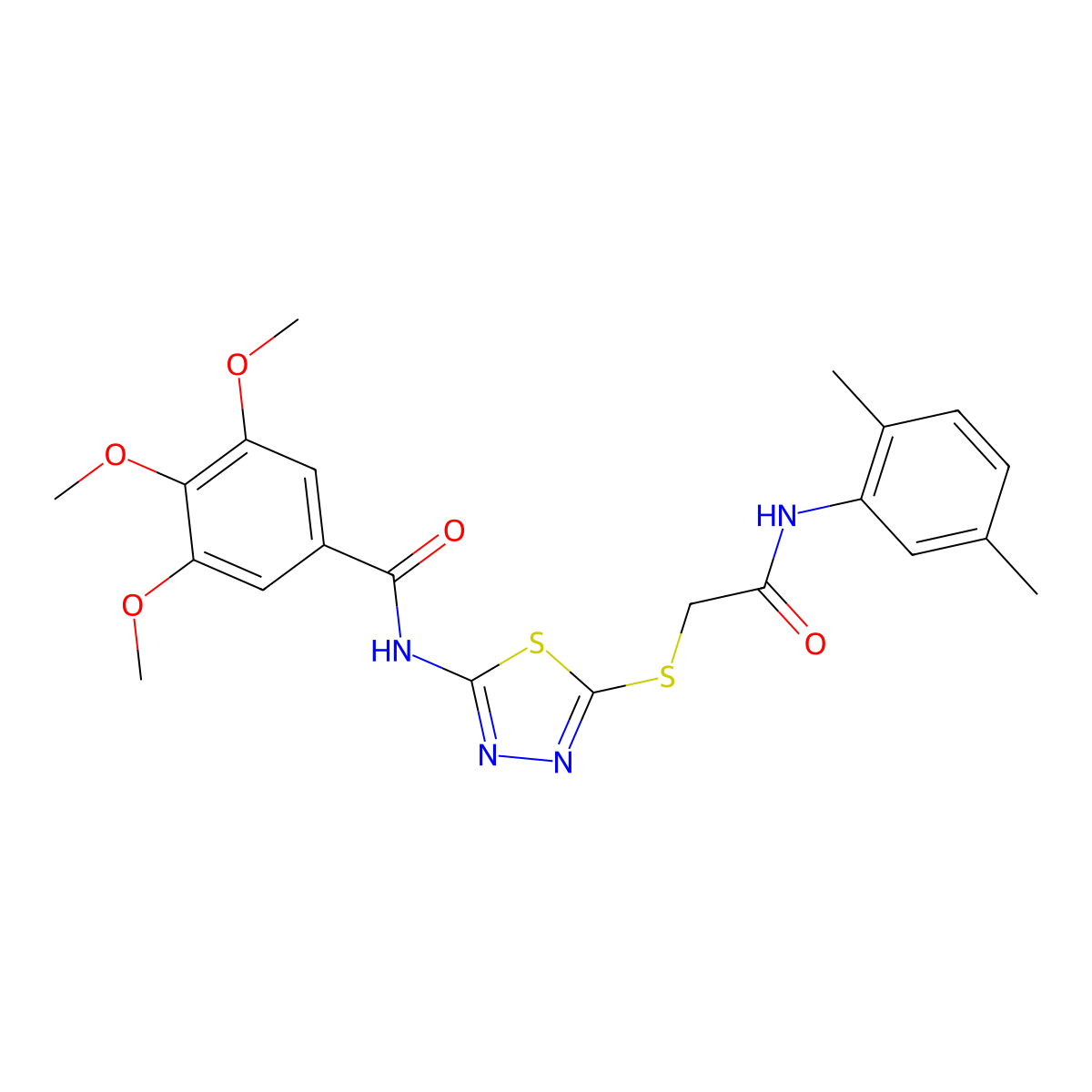 N-[5-[2-(2,5-dimethylanilino)-2-oxoethyl]sulfanyl-1,3,4-thiadiazol-2-yl]-3,4,5-trimethoxybenzamide molecular structure, CAS 392295-30-6